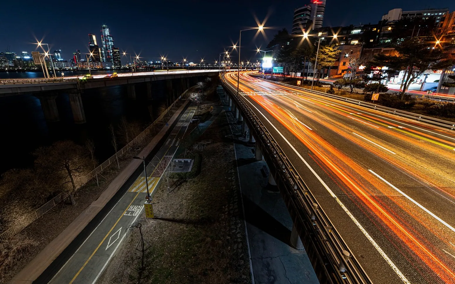 Han river, night view and seoul